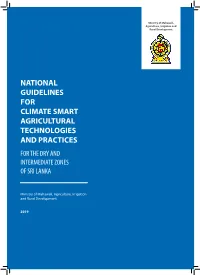 National Guidelines for Climate Smart Agricultural Technologies and Practices for the Dry and Intermediate Zones of Sri Lanka