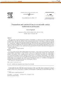 Nominalism and Constructivism in Seventeenth-Century Mathematical Philosophy