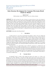 Sales Structure Development for Consumer Electronics Retail Chains in Albania