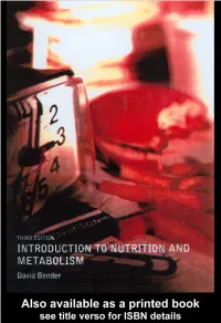 An Introduction to Nutrition and Metabolism, 3Rd Edition