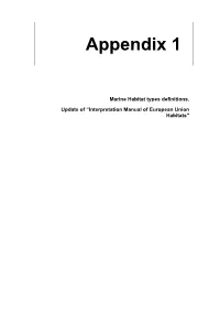 Appendix 1 : Marine Habitat Types Definitions. Update Of