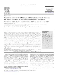 Association Between Child Marriage and Reproductive Health Outcomes and Service Utilization: a Multi-Country Study from South Asia