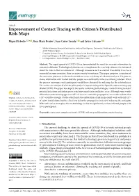 Improvement of Contact Tracing with Citizen's Distributed Risk Maps