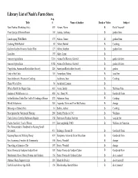 Library List of Nash's Farm Store Acq
