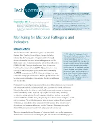 Monitoring for Microbial Pathogens and Indicators