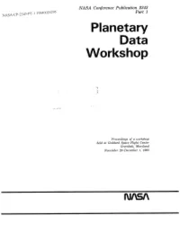 Planetary Data Workshop