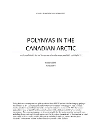 POLYNYAS in the CANADIAN ARCTIC Analysis of MODIS Sea Ice Temperature Data Between June 2002 and July 2013