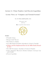 Prime Numbers and Discrete Logarithms
