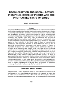 Reconciliation and Social Action in Cyprus: Citizens' Inertia and The