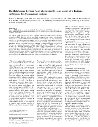 The Relationship Between Aphis Glycines and Soybean Mosaic Virus Incidence in Different Pest Management Systems