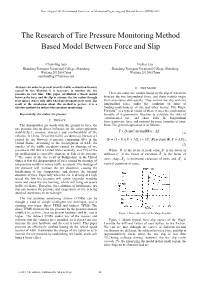 The Research of Tire Pressure Monitoring Method Based Model Between Force and Slip