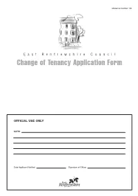 Change of Tenancy Application Form