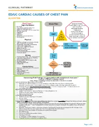 Ed/Uc Cardiac Causes of Chest Pain Algorithm