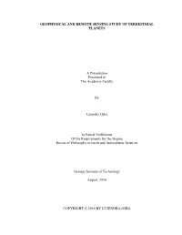 Geophysical and Remote Sensing Study of Terrestrial Planets