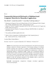 Nanoparticle-Integrated Hydrogels As Multifunctional Composite Materials for Biomedical Applications
