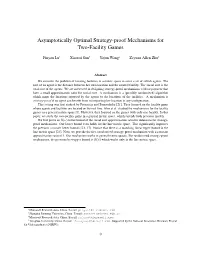 Asymptotically Optimal Strategy-Proof Mechanisms for Two-Facility Games