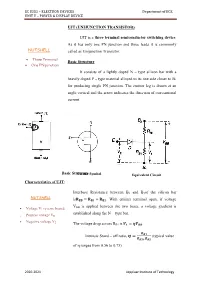EC 8252 – ELECTRON DEVICES Department of ECE UNIT V – POWER & DISPLAY DEVICE