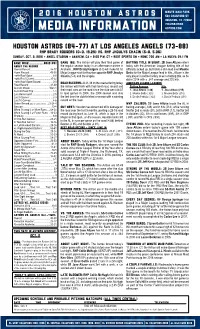MEDIA INFORMATION Astros.Com