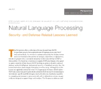 Natural Language Processing Security- and Defense-Related Lessons Learned