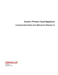 Oracle® Private Cloud Appliance Licensing Information User Manual for Release 2.2