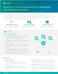 Rubrik for Physical Applications, Databases, and Operating Systems