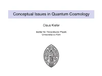 Conceptual Issues in Quantum Cosmology