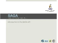 Introduction to the SAGA API Outline