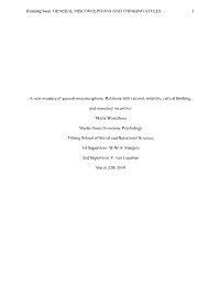 Running Head: GENERAL MISCONCEPTIONS and THINKING STYLES 1