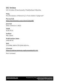 The Persistence of Patriarchy in Franz Kafka's “Judgment”