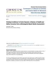 Working Conditions for Erotic Dancers: a Review of Health and Safety Concerns from a Minneapolis Based Needs Assessment
