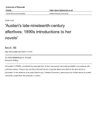 1 Annika Bautz Abstract: This Essay Focuses on Introductions to Editions of Austen's Texts Published in the 1890S. by The