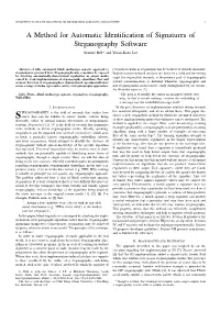 A Method for Automatic Identification of Signatures of Steganography Software 3