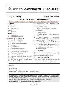 AC 21-99 Aircraft Wiring and Bonding Table of Contents