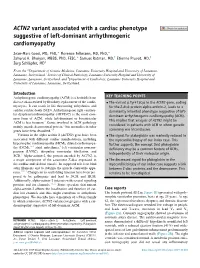 ACTN2 Variant Associated with a Cardiac Phenotype Suggestive of Left-Dominant Arrhythmogenic Cardiomyopathy