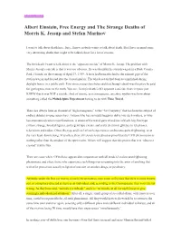 Albert Einstein, Free Energy and the Strange Deaths of Morris K. Jessup
