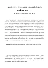 Applications of Molecular Communications to Medicine: a Survey
