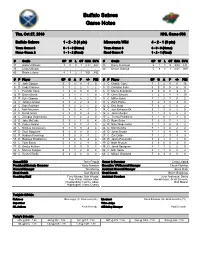 Buffalo Sabres Game Notes