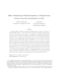 Effect of Redrawing of Political Boundaries on Voting Patterns