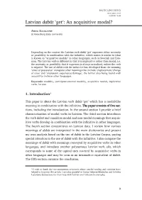 Latvian Dabūt ‘Get’: an Acquisitive Modal?
