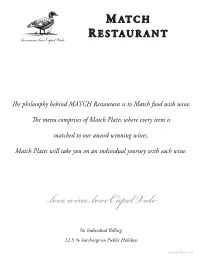 MATCH Restaurant Is to Match Food with Wine