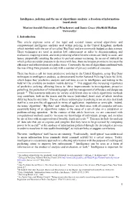 1 Intelligence, Policing and the Use of Algorithmic Analysis