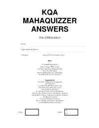 Kqa Mahaquizzer Answers