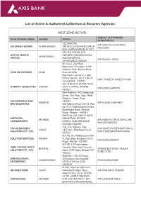 List of Active & Authorized Collections & Recovery Agencies