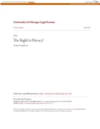 The Right to Privacy? Andrew Koppelman
