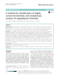 A Method for Identification of Highly Conserved Elements and Evolutionary Analysis of Superphylum Alveolata Lev I