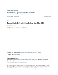 Domesticity in Brahms's String Sextets, Opp. 18 and 36