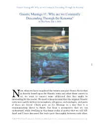 Gnostic Musings #1: Why Are We Constantly Descending Through the Kenoma?