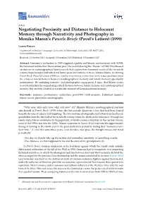 Negotiating Proximity and Distance to Holocaust Memory Through Narrativity and Photography in Monika Maron’S Pawels Briefe (Pavel’S Letters) (1999)