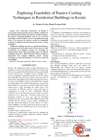 Exploring Feasibility of Passive Cooling Techniques in Residential Buildings in Kerala
