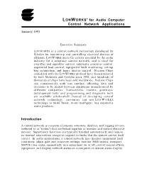 LONWORKS for Audio Computer Control Network Applications